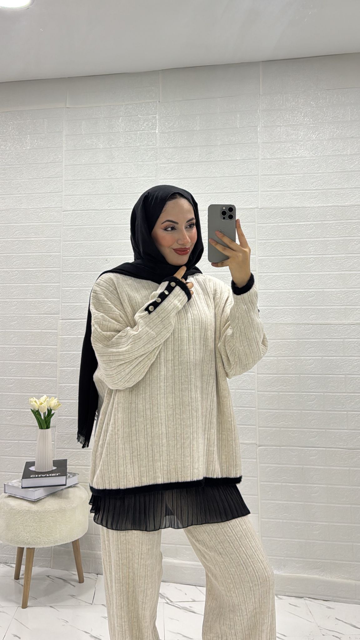 İKİLİ TRİKO TAKIM KREM