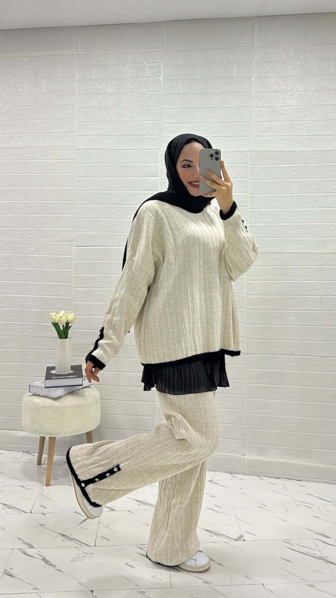 İKİLİ TRİKO TAKIM KREM