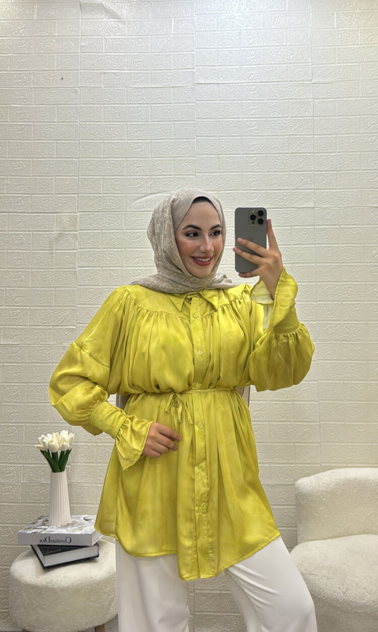 SATEN KUŞAKLI BAĞLAMALI GÖMLEK