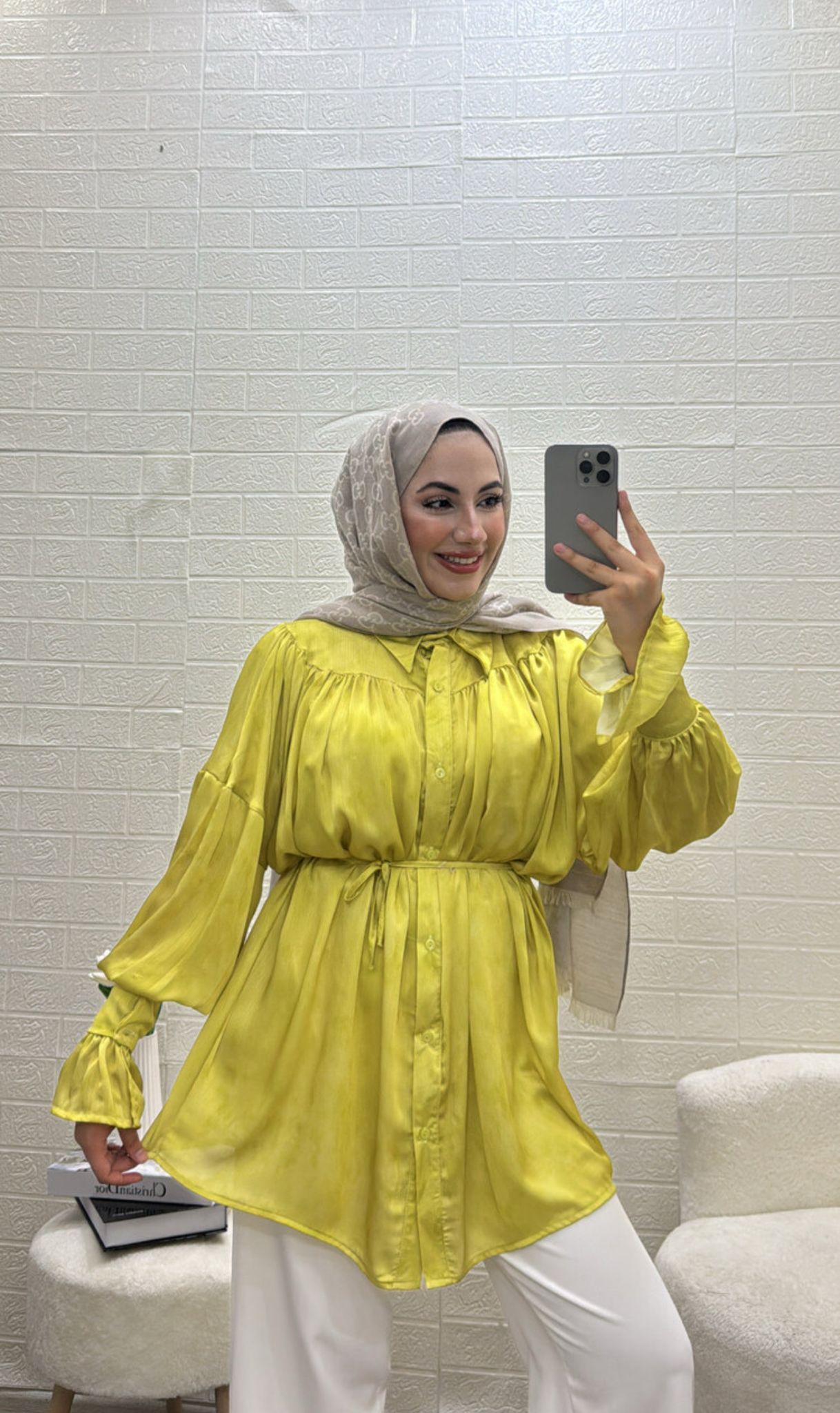 SATEN KUŞAKLI BAĞLAMALI GÖMLEK