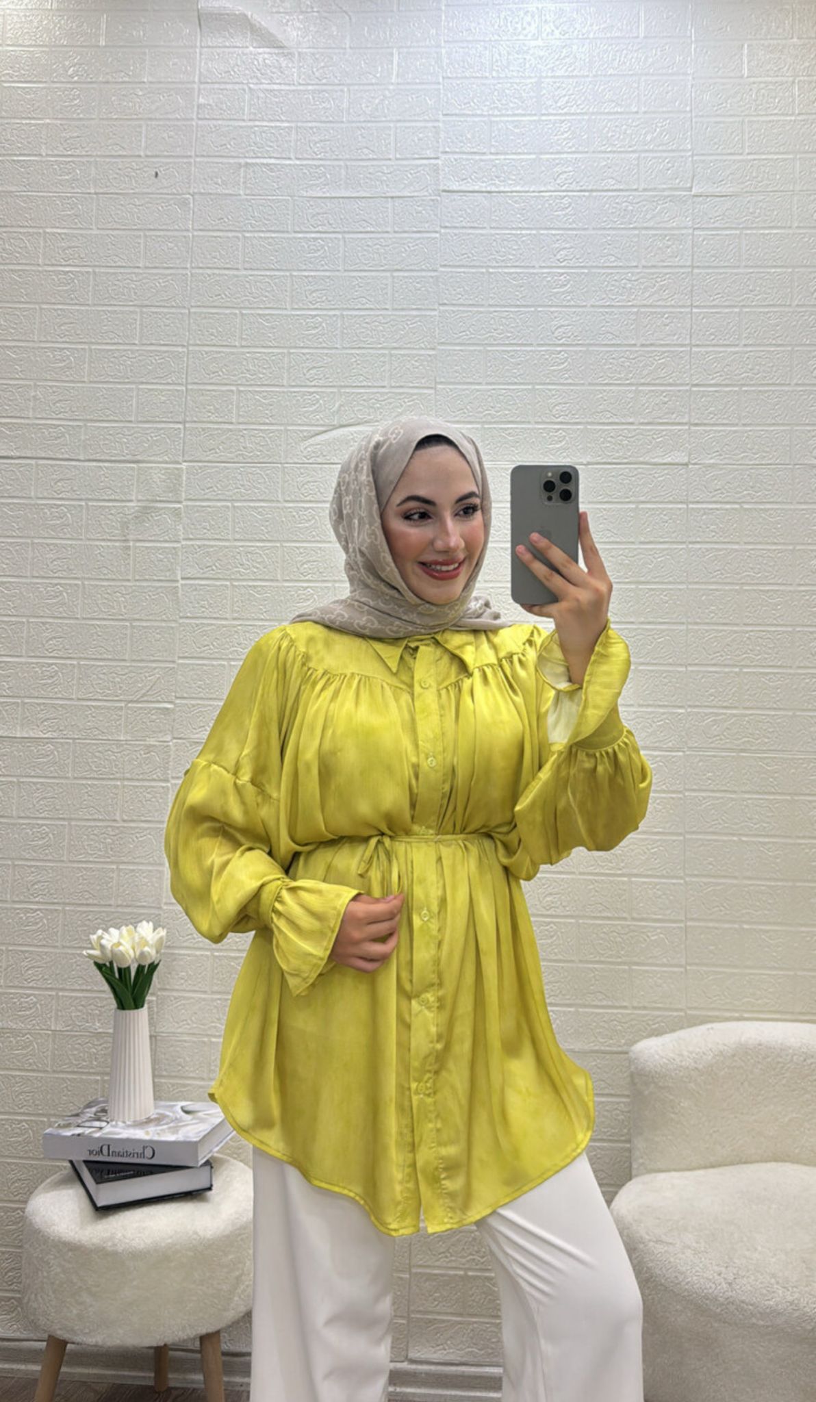 SATEN KUŞAKLI BAĞLAMALI GÖMLEK