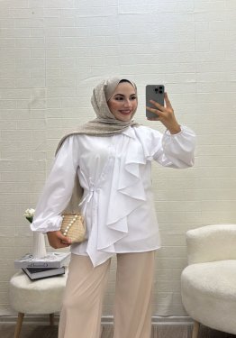 BAĞLAMALI TESETTÜR VOLANLI GÖMLEK STANDART BEDEN