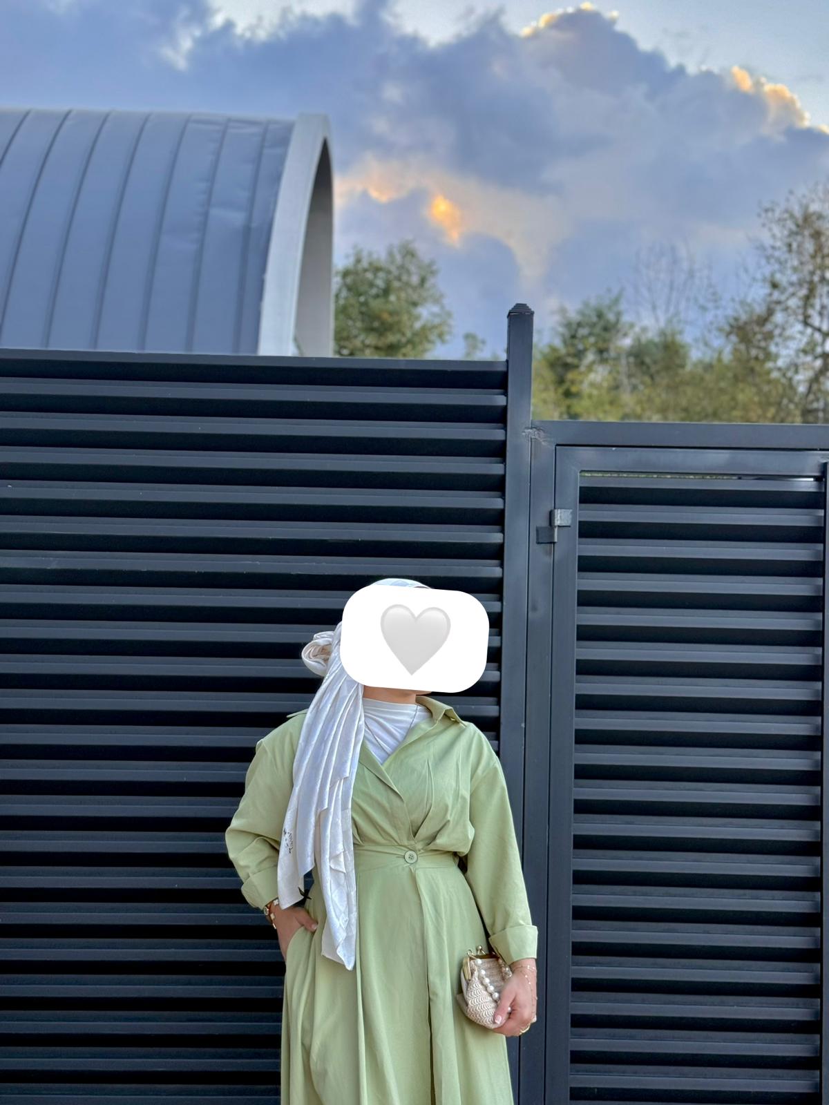 TEK DÜĞMELİ YAKALI ELBİSE YEŞİL