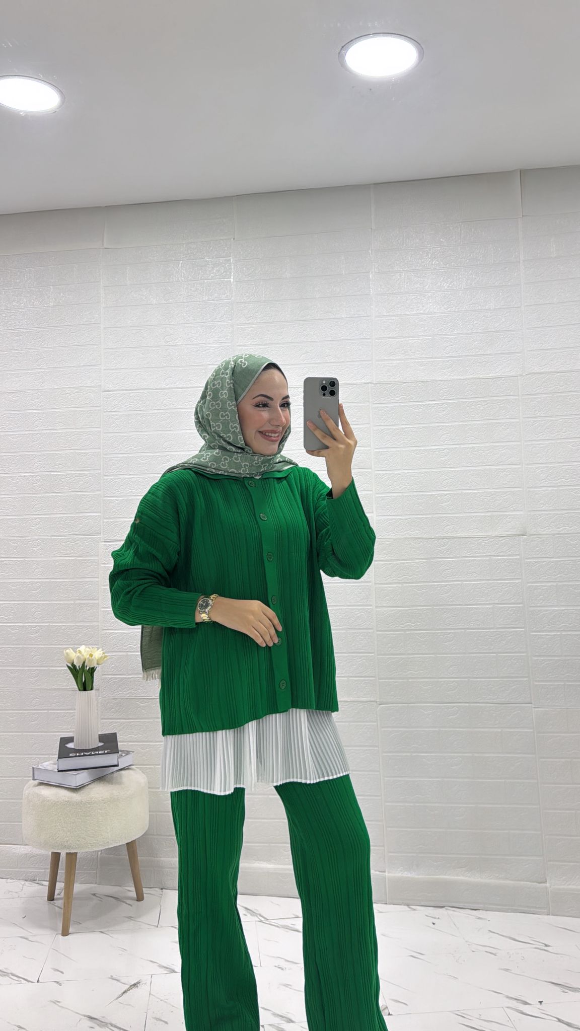 DÜĞMELİ İKİLİ TRİKO TAKIM YEŞİL