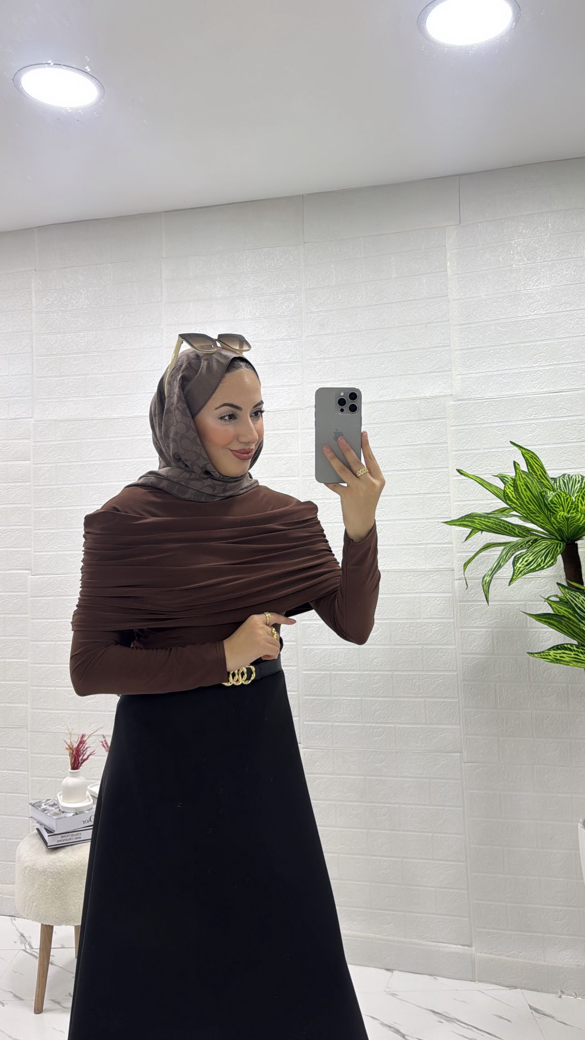 DRAPELİ BLUZ KAHVERENGİ