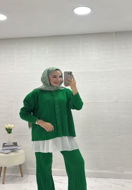 DÜĞMELİ İKİLİ TRİKO TAKIM YEŞİL